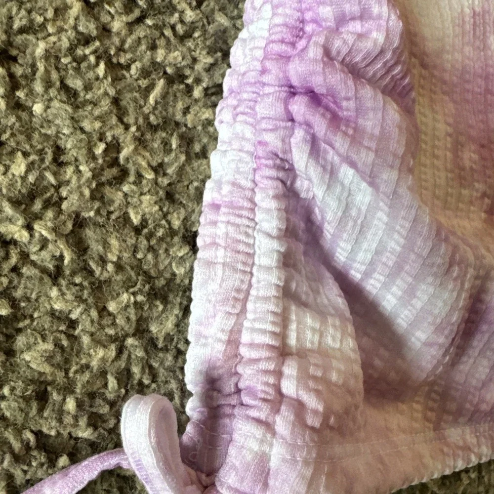 Justice Lavender and White Tie-Dye Ribbed Square-Neck Tank NWT Medium 10